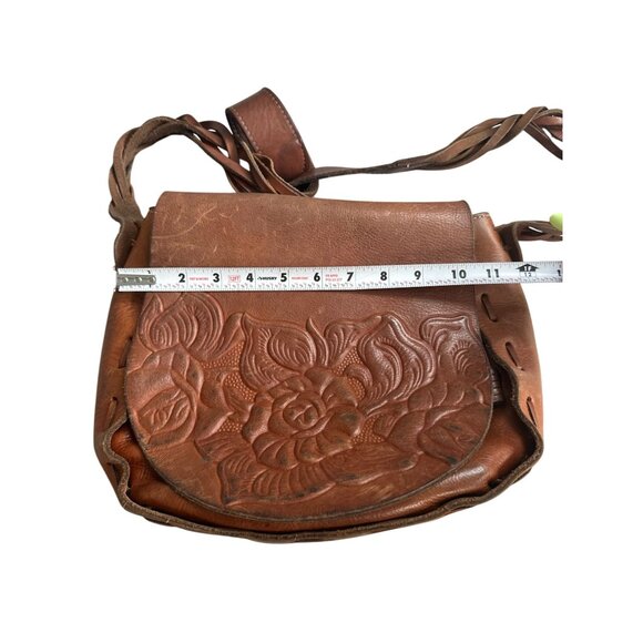 PATRICIA NASH Tan Saddle Tooled Leather Floral Embossed Crossbody Bag - Picture 4 of 12